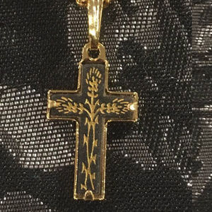Black & Gold Cross on 19" Chain Necklace